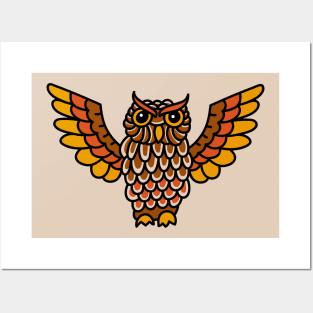 Retro Owl Tattoo Posters and Art